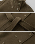 IAMXIAA Manteau long croisé à ceinture en mélange de laine