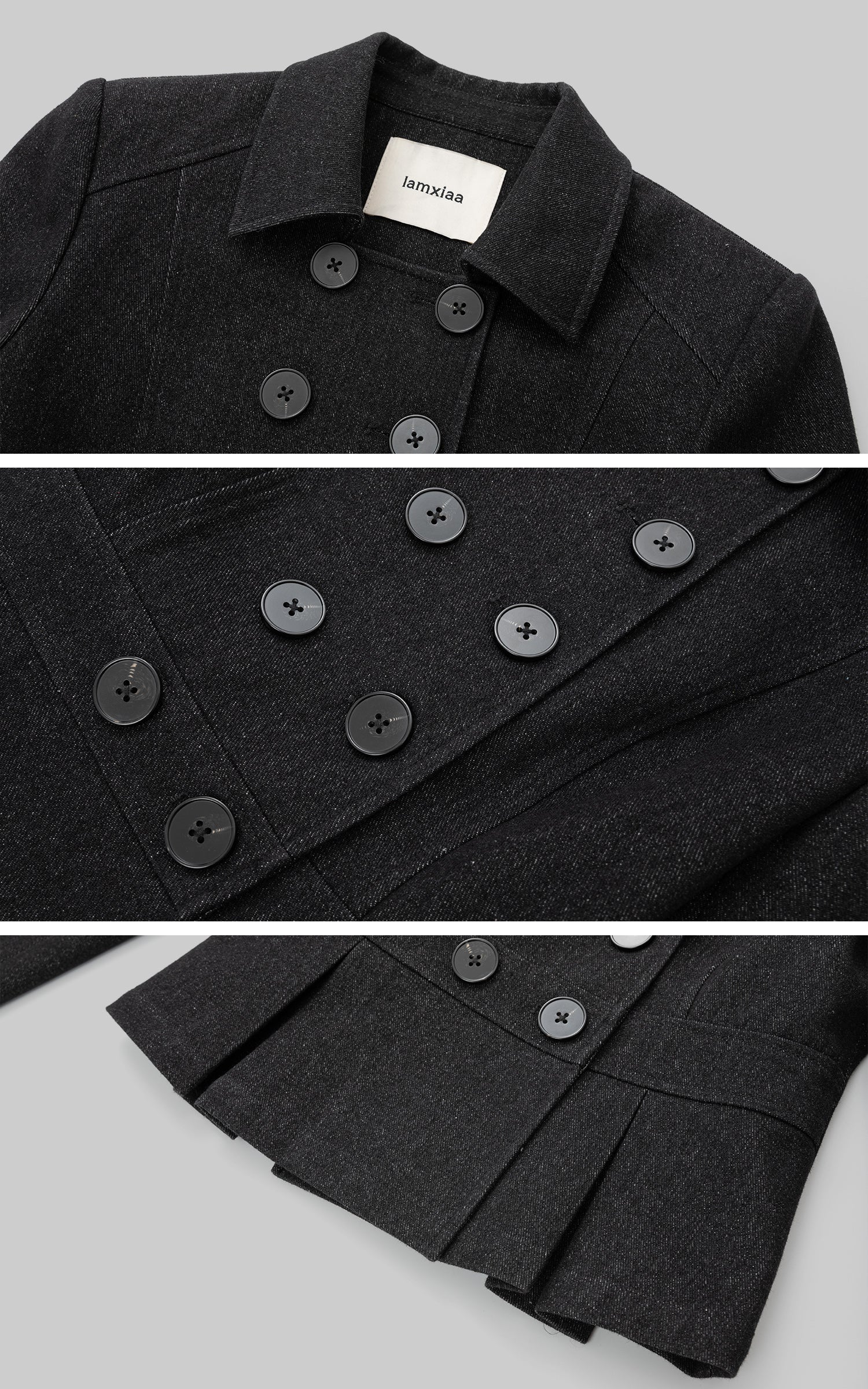 IAMXIAA Veste courte plissée à double boutonnage