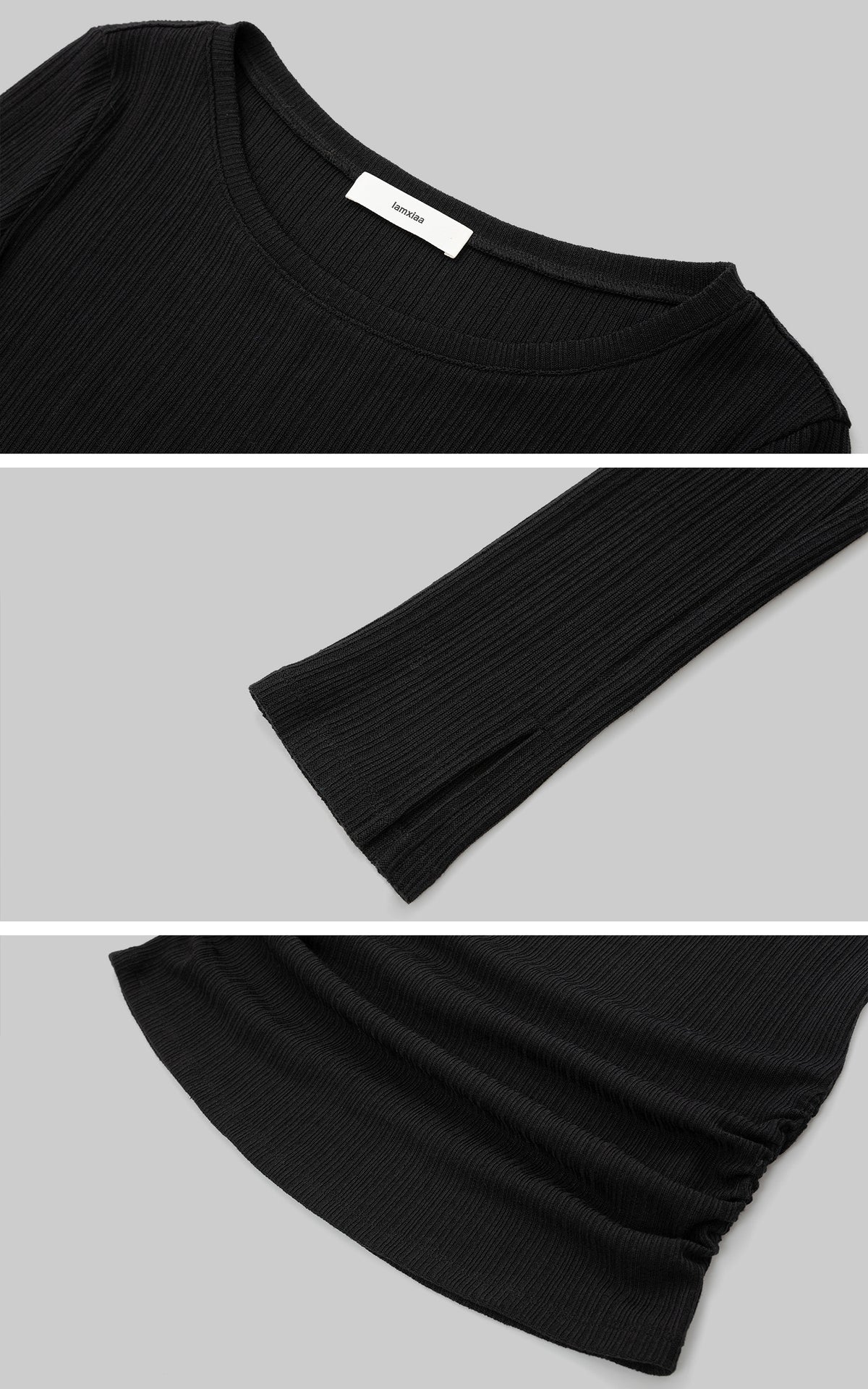 IAMXIAA Ruched Ribbed Longline Slim-Fit Knit Top