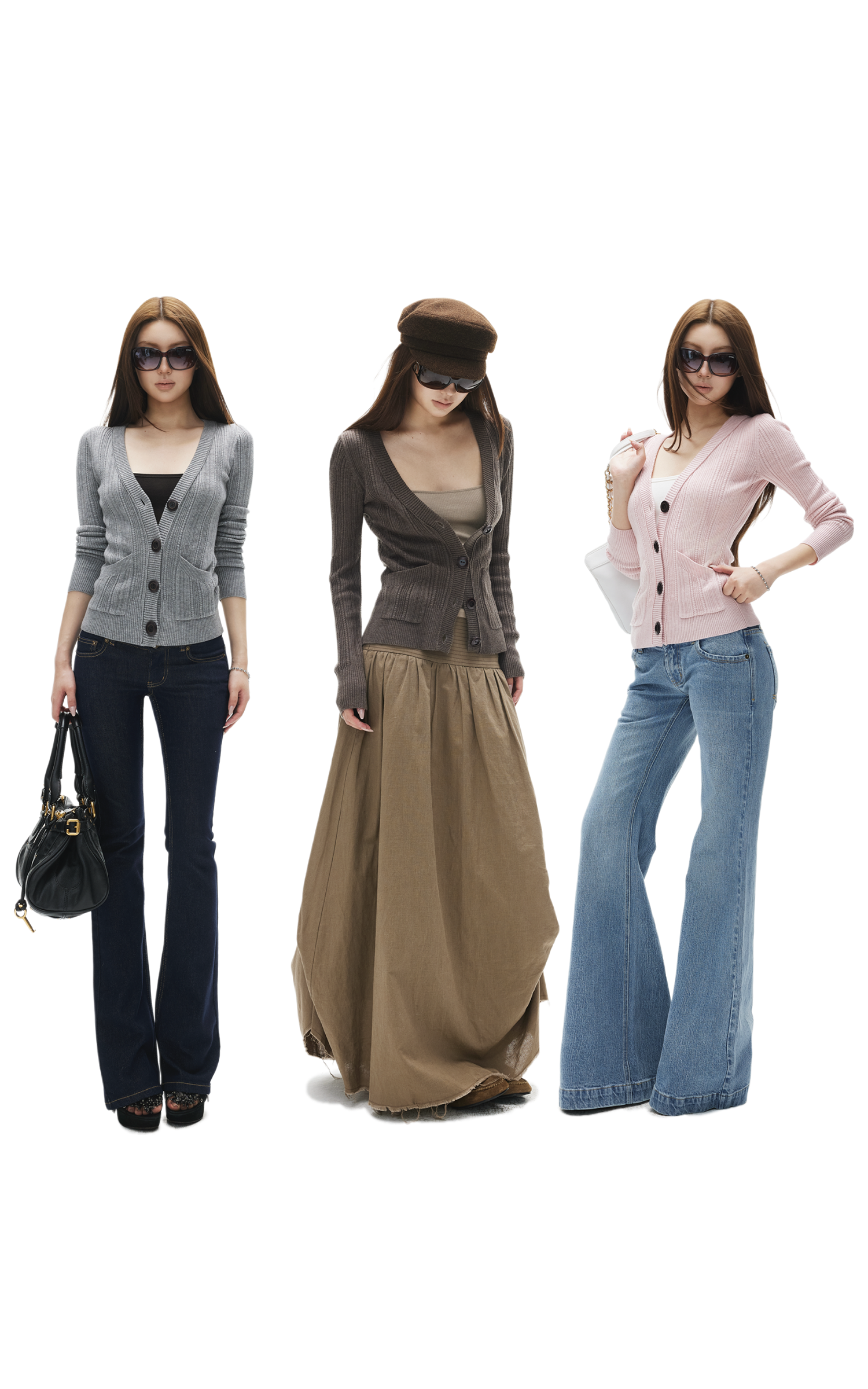 Cardigan en maille ajusté à côtes, col en V profond