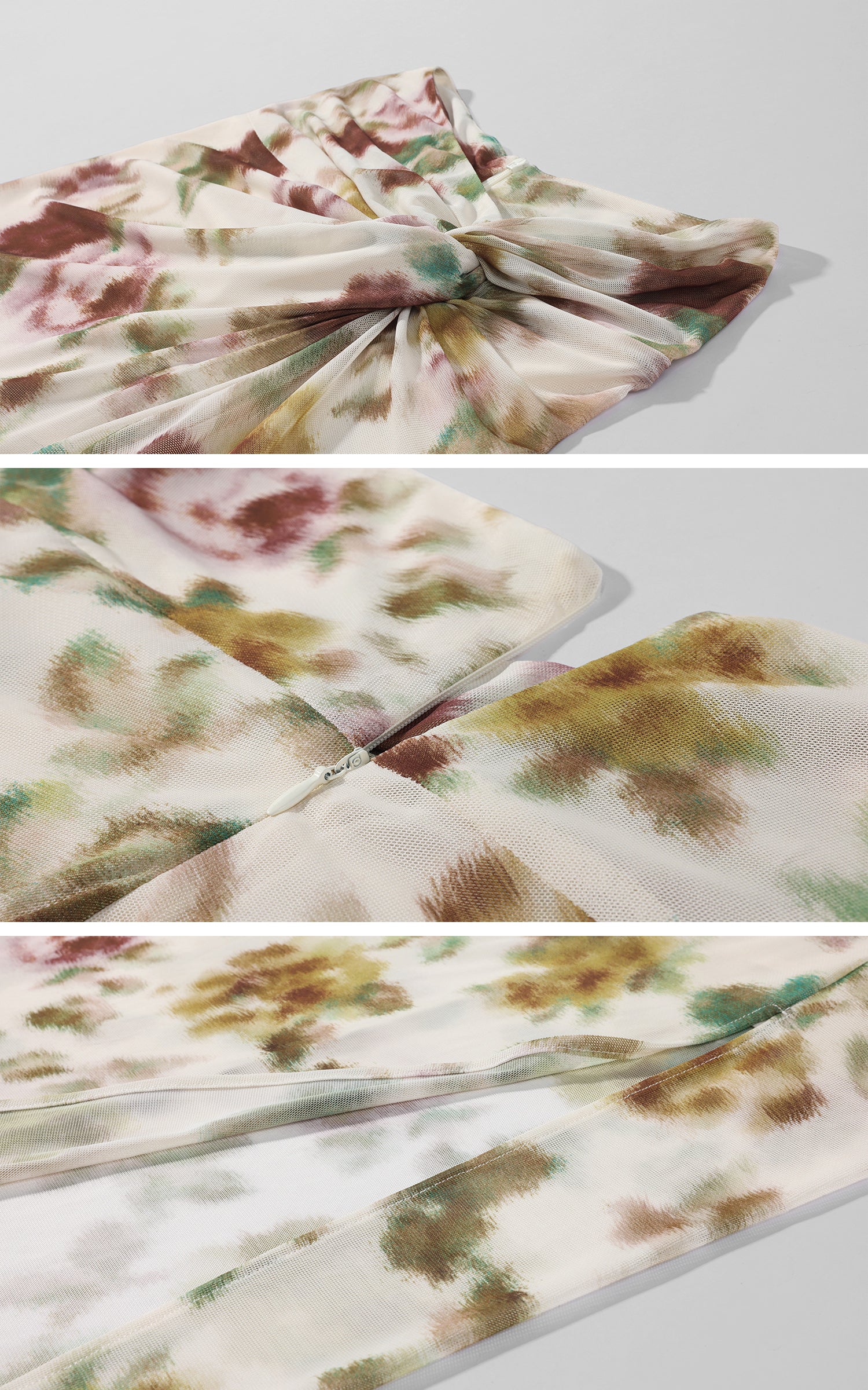0122stepll Floral Twist Mesh Maxi Skirt