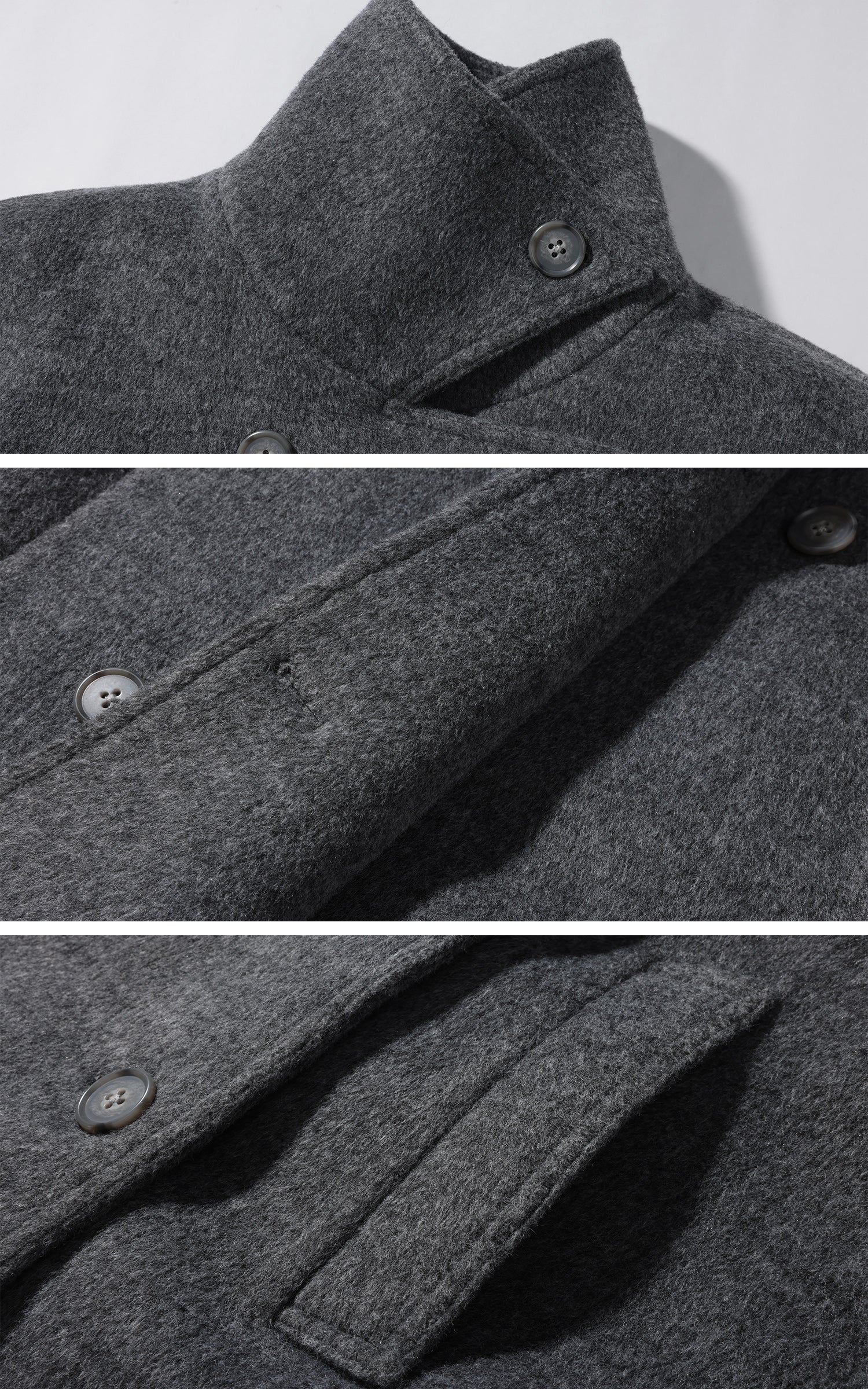 ROVENTE 구조적인 울 혼방 크롭 코트, 랩 벨트 포함 &amp; 포인트 하이 칼라