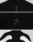 Rase le sol Wing Hoodie Black Fitted Cotton Long Sleeve Top