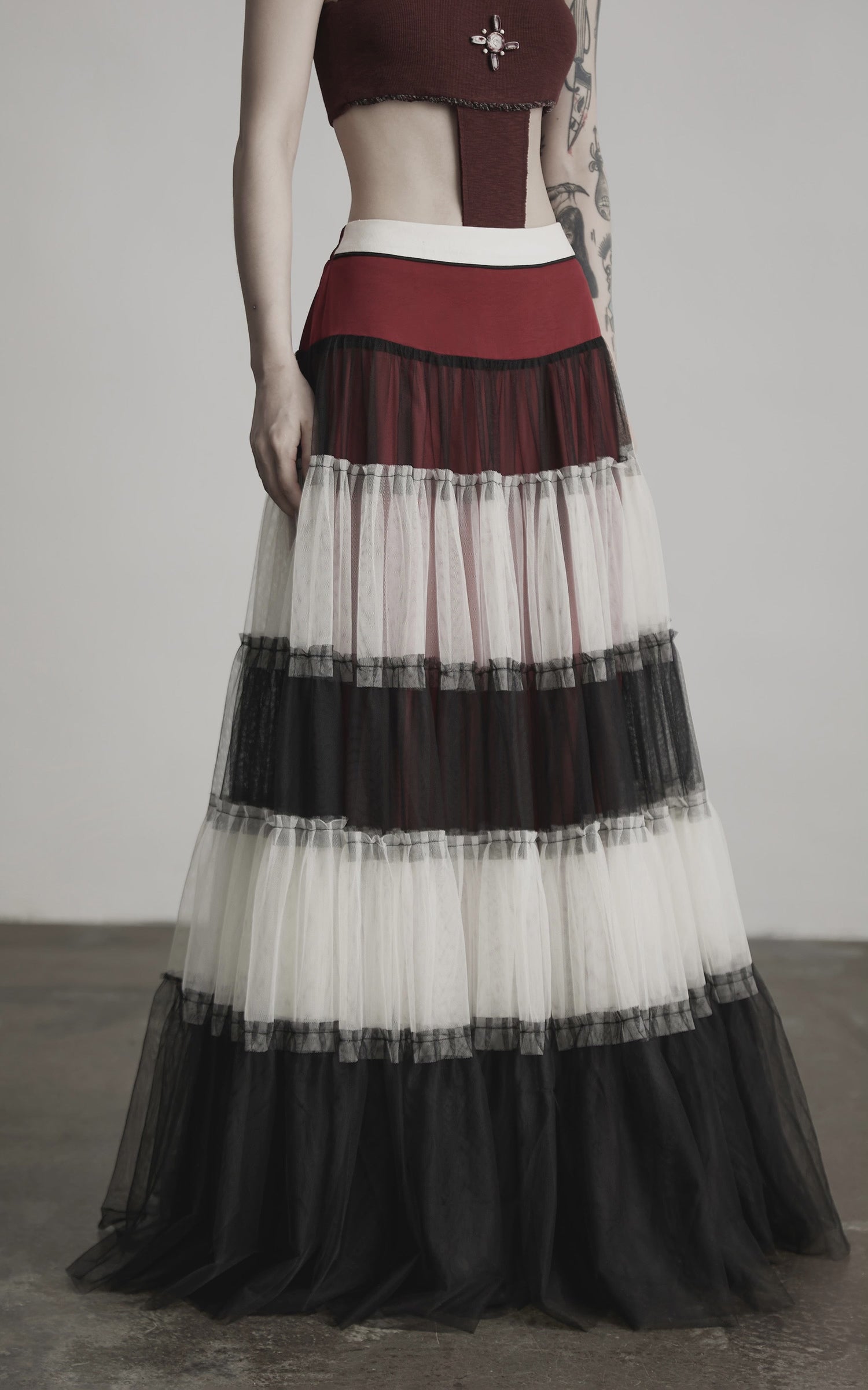 DOINDULGE Layered Tulle Maxi Skirt