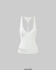 Rase le sol Cross-Print Twisted Back Tank Top - PINKPARKS