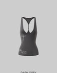 Rase le sol Cross-Print Twisted Back Tank Top - PINKPARKS