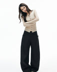 IAMXIAA Low-Rise Double Button Oversized Wide Leg Tailored Pants