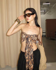 0122stepll Leopard Tie-Front Crop Top