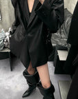 0122stepll Blazer Surdimensionné en Similicuir