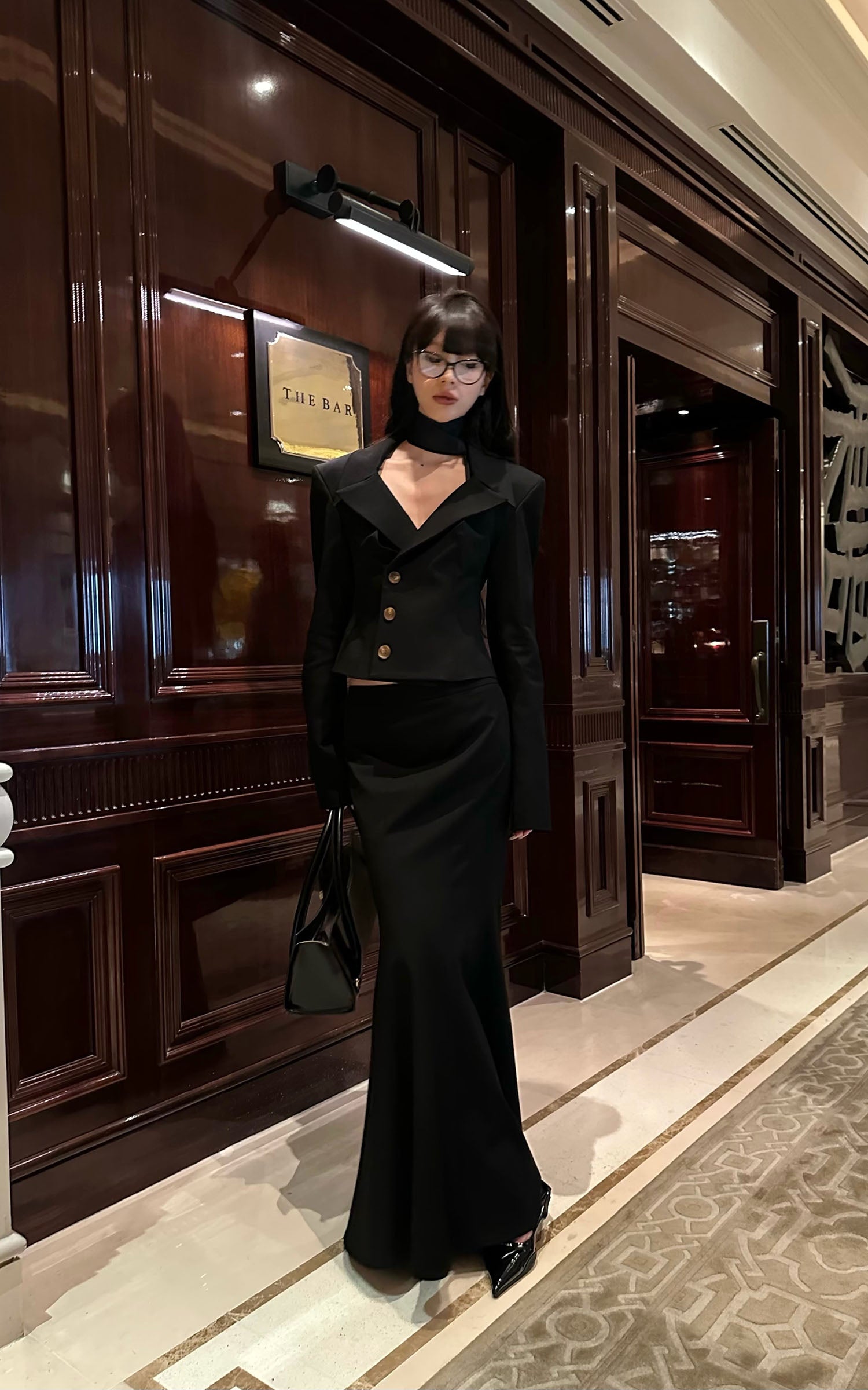 0122stepll Ensemble Blazer Ajusté à Col en V &amp; Jupe