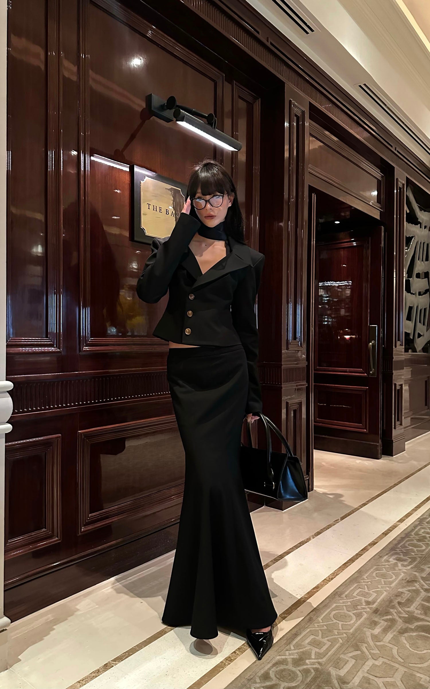 0122stepll Ensemble Blazer Ajusté à Col en V &amp; Jupe