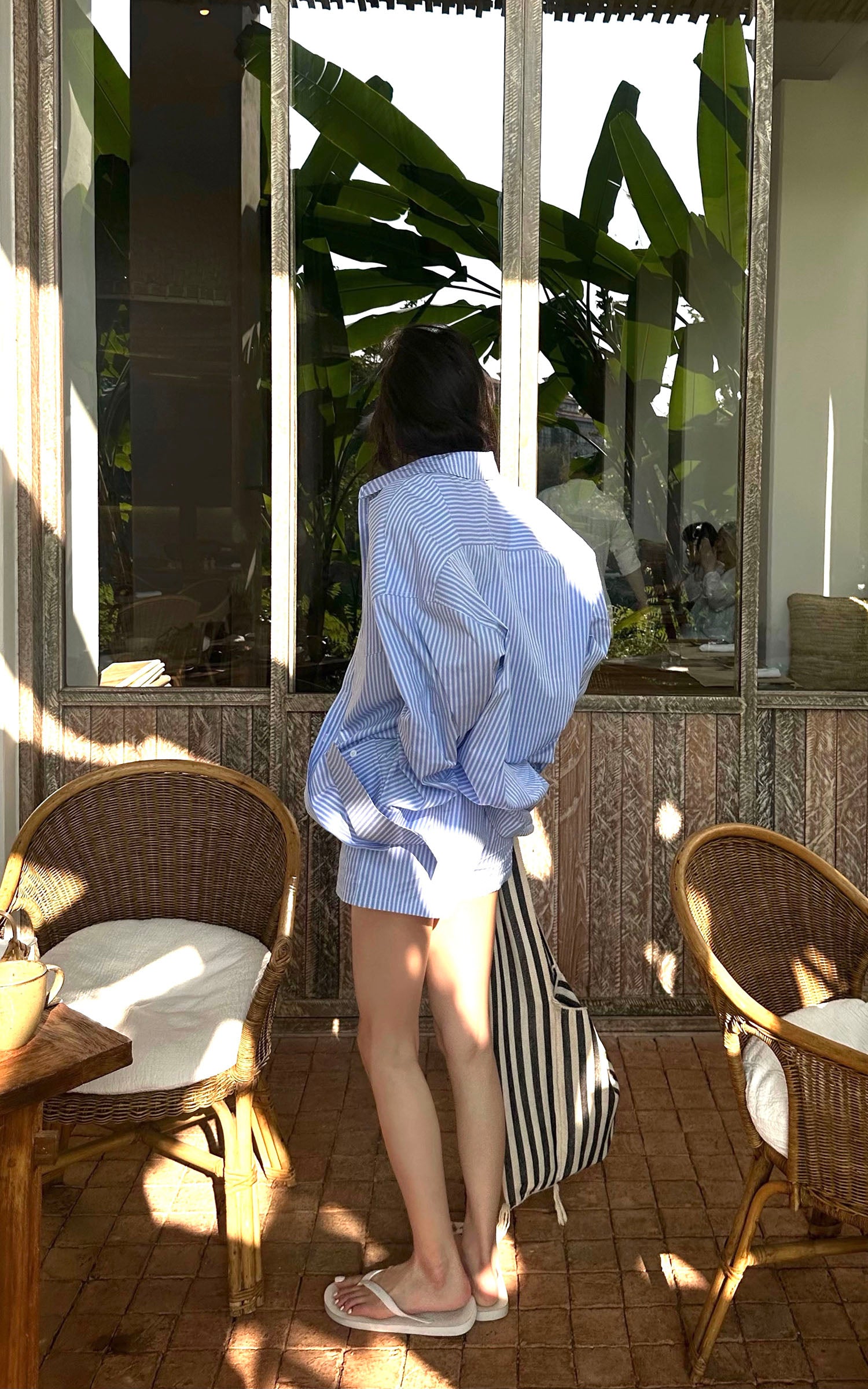 0122stepll Blue Stripe Relaxed Shirt