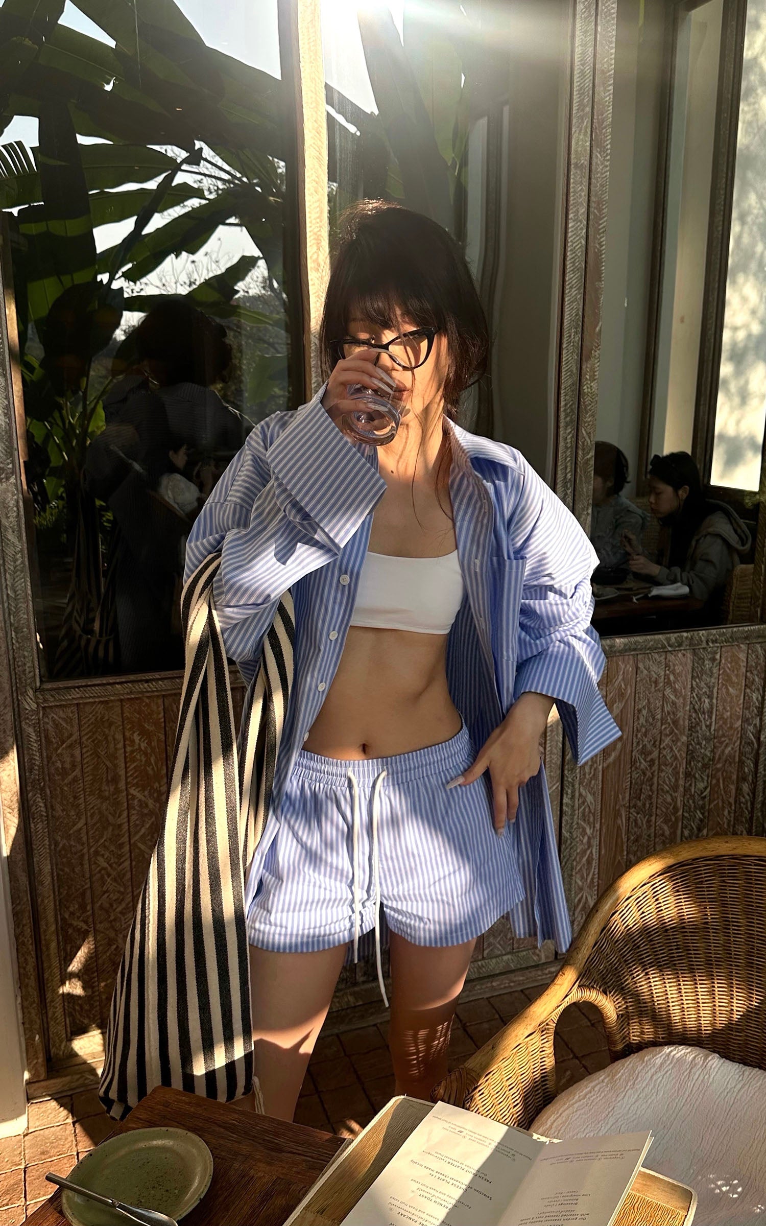 0122stepll Blue Stripe Relaxed Shirt