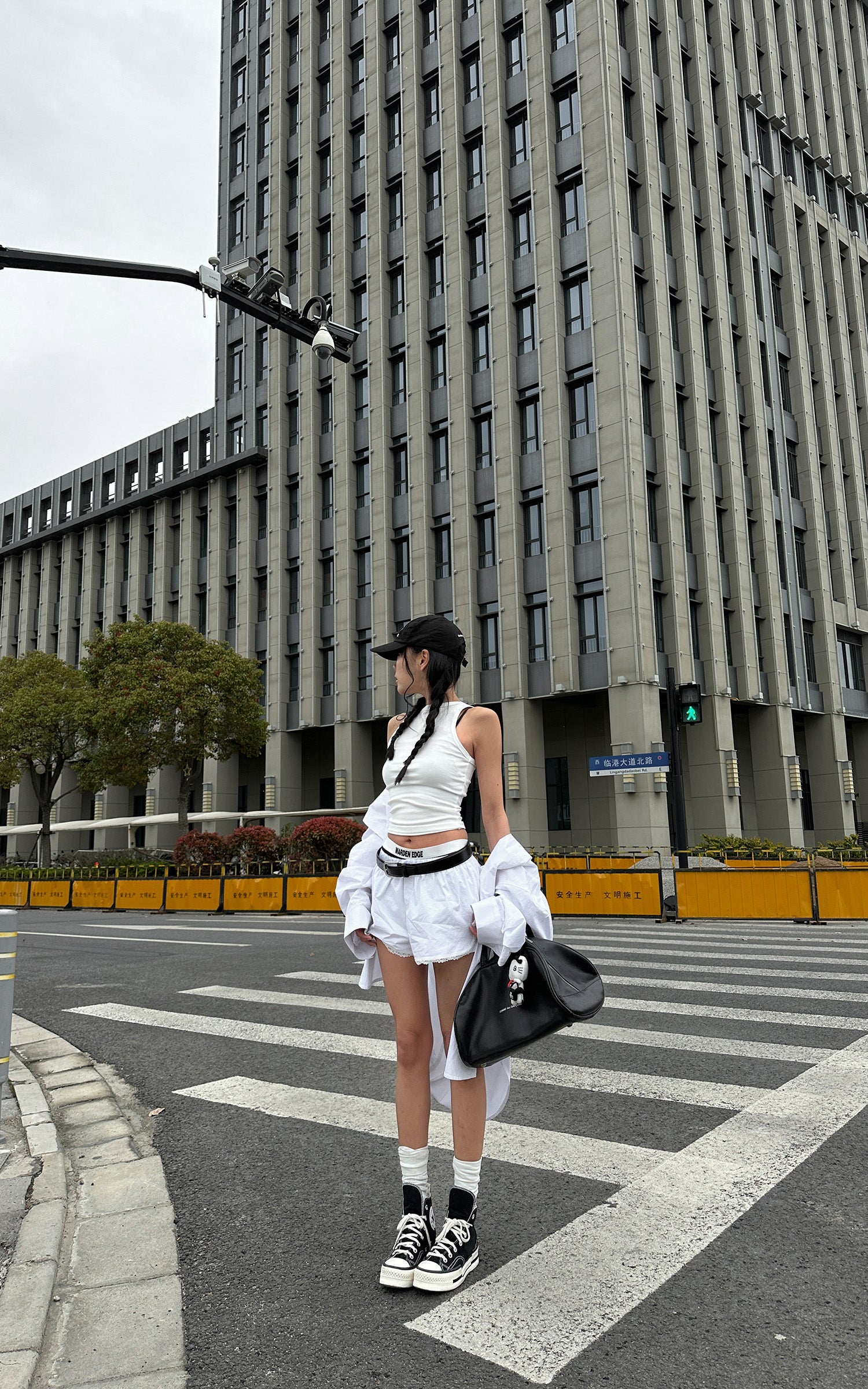 WARDEN EDGE Oversized Shirt &amp; Lace Trim Shorts Set