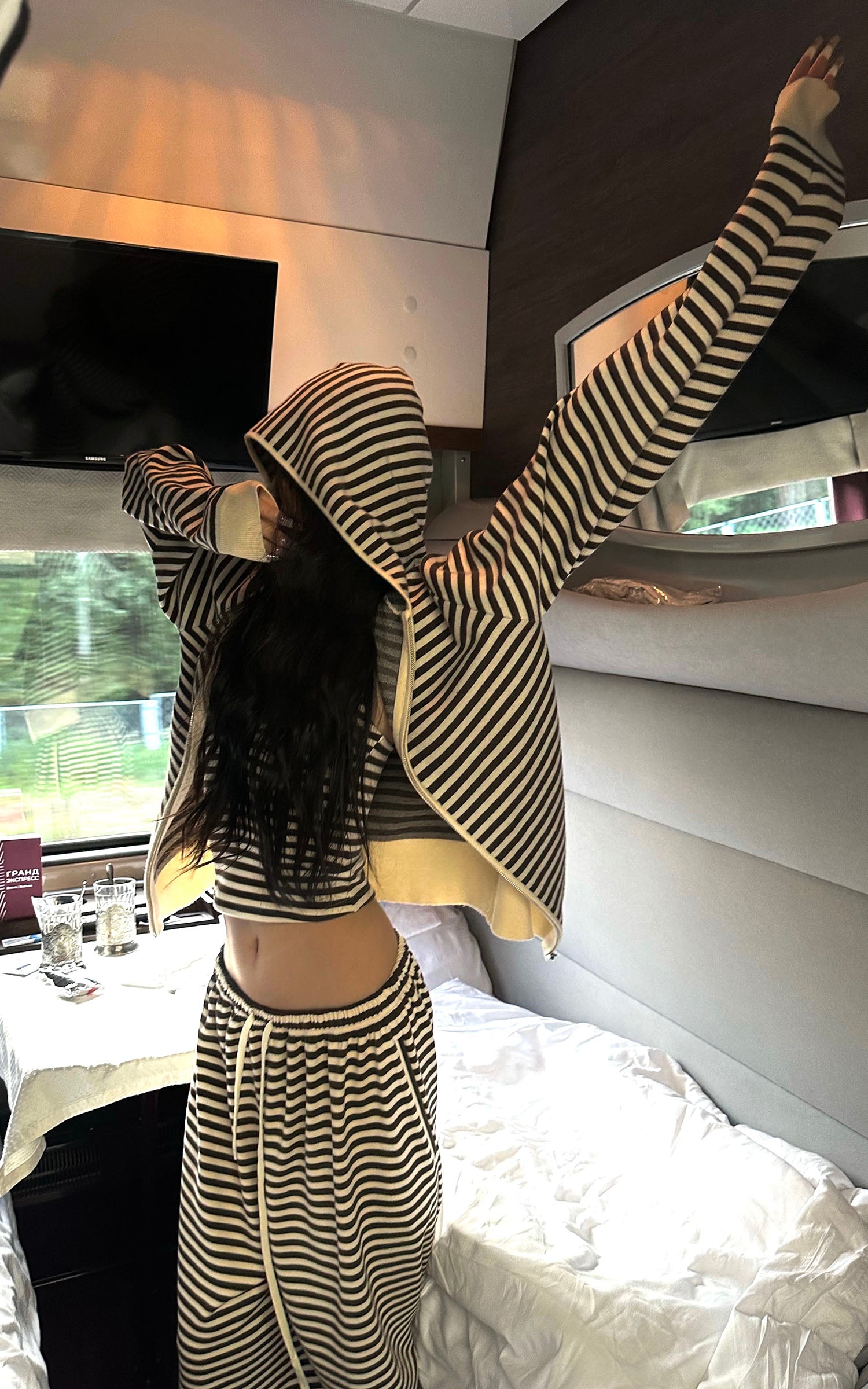 0122stepll 스트라이프 탑, 나시 &amp; 팬츠 3피스 세트