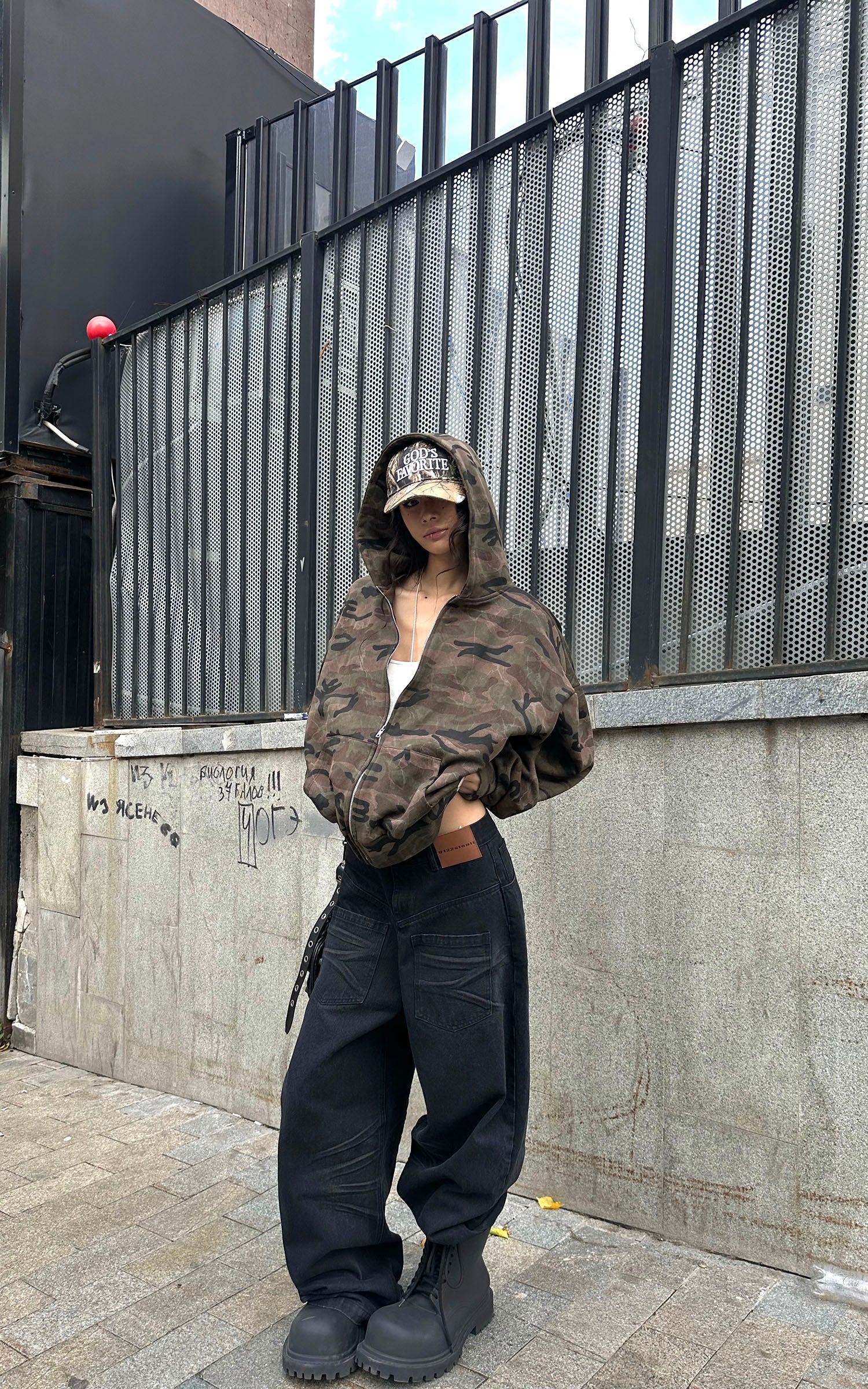 0122stepll Camo Zip-Up Hooded Sweatshirt