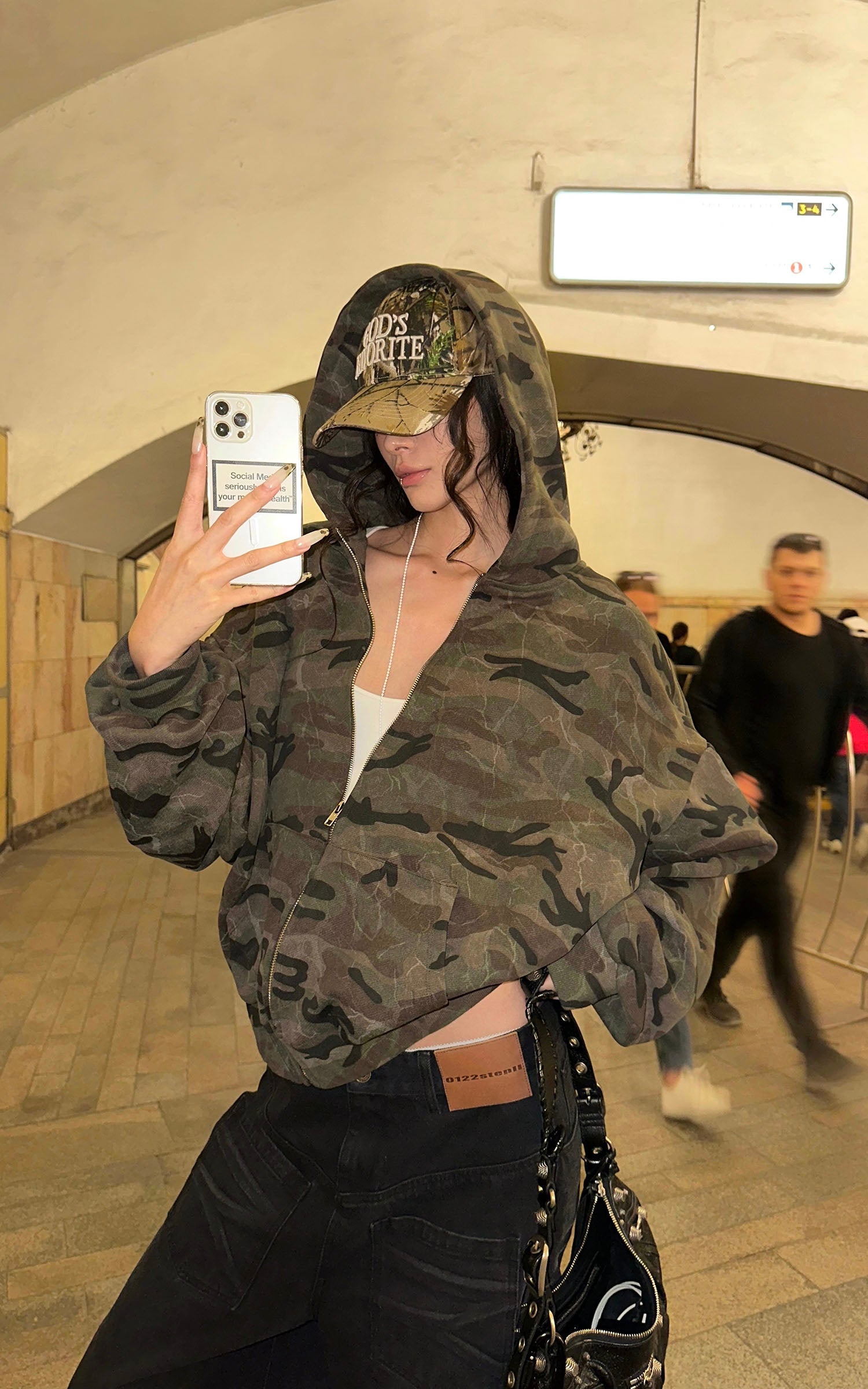 0122stepll Camo Zip-Up Hooded Sweatshirt