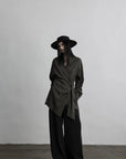 DOINDULGE Draped Wrap Shirt with Asymmetric Tie Waist