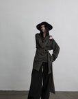 DOINDULGE Draped Wrap Shirt with Asymmetric Tie Waist