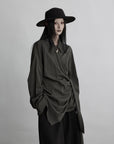 DOINDULGE Draped Wrap Shirt with Asymmetric Tie Waist