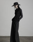 DOINDULGE Draped Ruched Button-Up Shirt