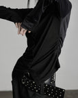 DOINDULGE Draped Ruched Button-Up Shirt