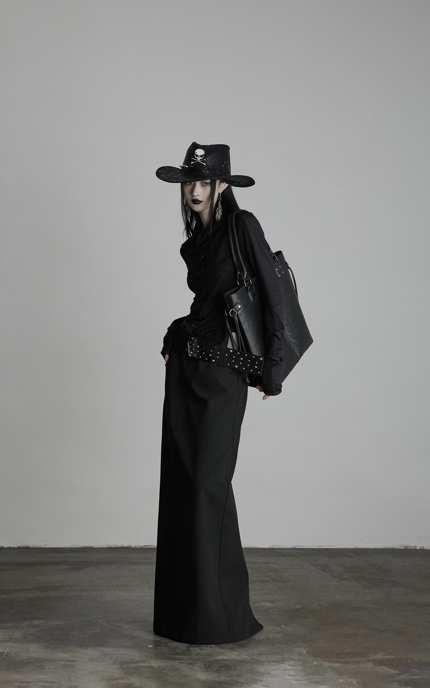 DOINDULGE Draped Ruched Button-Up Shirt