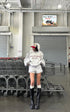 WARDEN EDGE Retro Lettering Print Hoodie + High-Waisted Shorts Set - PINKPARKS