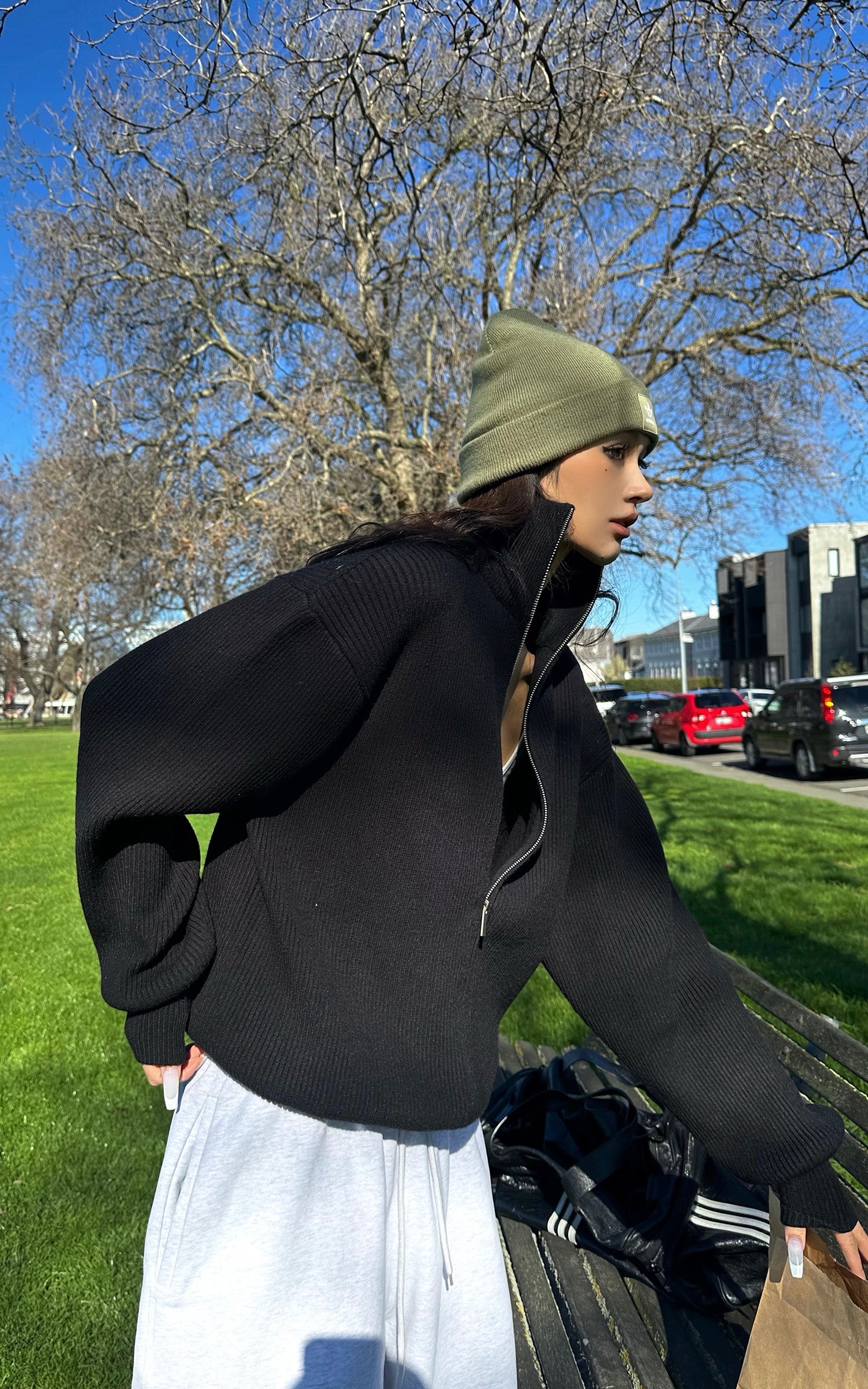 0122stepll ジップアップニットカーディガンジャケット