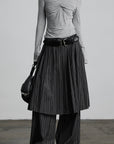 DOINDULGE Pinstripe Deconstructed Layered Skirt-Pants