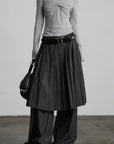 DOINDULGE Draped Twist Knit Top with High Neck and Long Sleeves