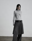 DOINDULGE Pinstripe Deconstructed Layered Skirt-Pants