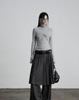 DOINDULGE Pinstripe Deconstructed Layered Skirt-Pants