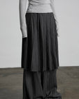 DOINDULGE Pinstripe Deconstructed Layered Skirt-Pants