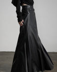 DOINDULGE Paneled Faux Leather Maxi Skirt with Stud Detail