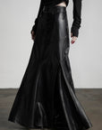 DOINDULGE Paneled Faux Leather Maxi Skirt with Stud Detail