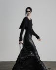DOINDULGE Paneled Faux Leather Maxi Skirt with Stud Detail