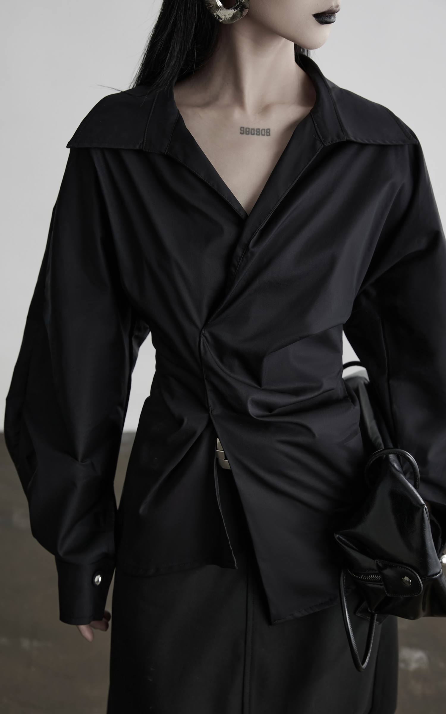 DOINDULGE Asymmetric Twisted Shirt with Sculptural Silhouette