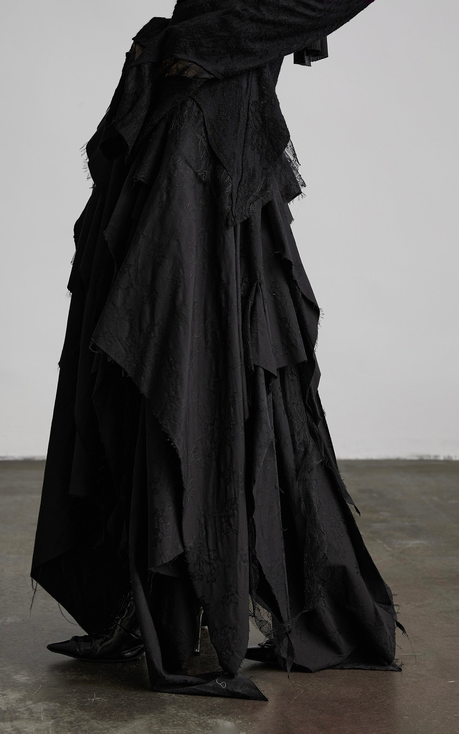 DOINDULGE Layered Asymmetric Jacquard Skirt