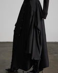 DOINDULGE Draped Asymmetric Maxi Skirt