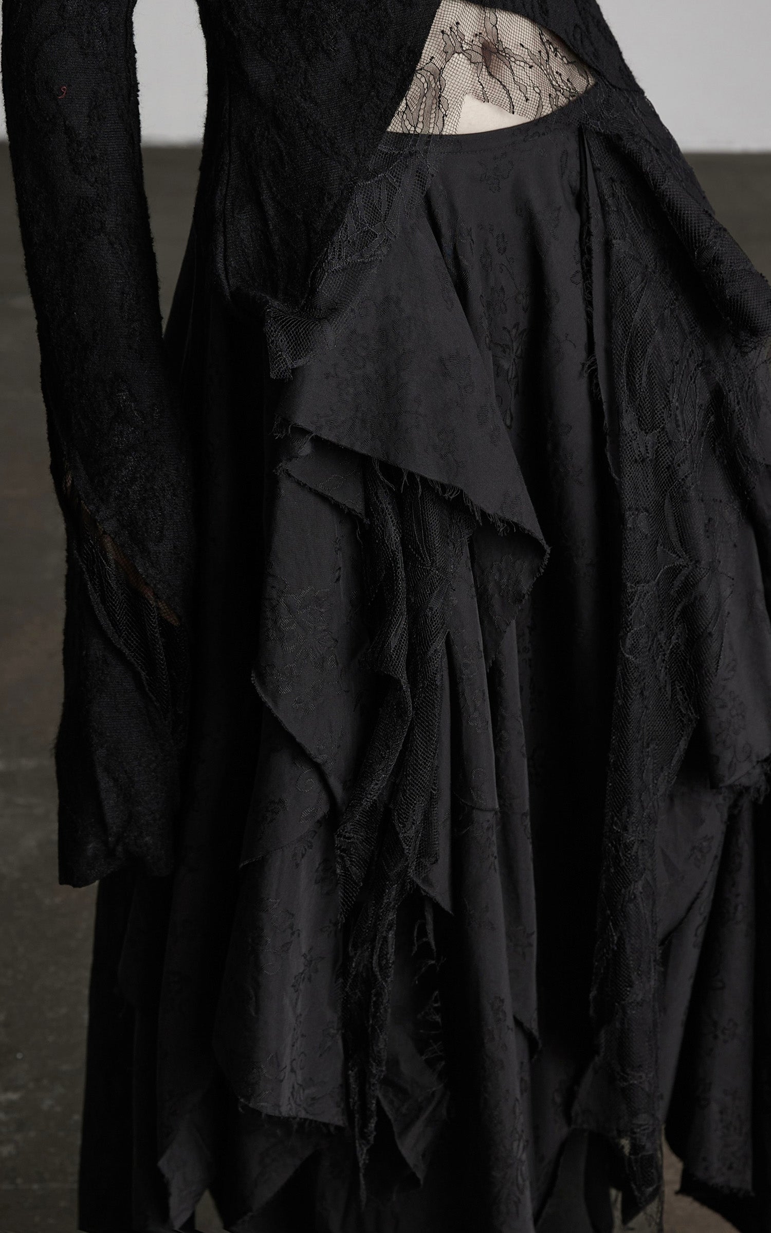 DOINDULGE Layered Asymmetric Jacquard Skirt