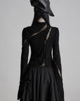 DOINDULGE Asymmetric Lace Cutout Jacquard Top