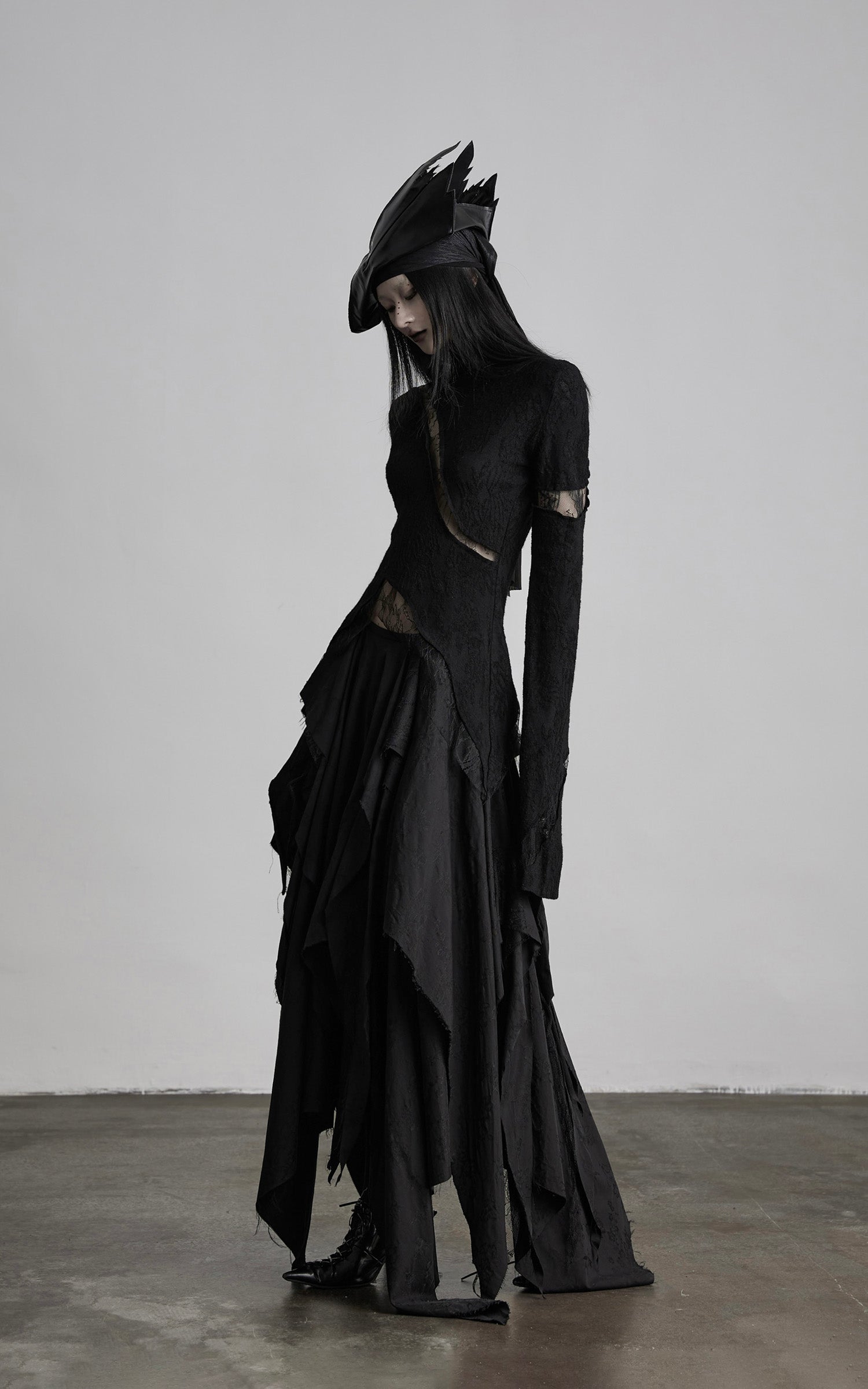 DOINDULGE Layered Asymmetric Jacquard Skirt
