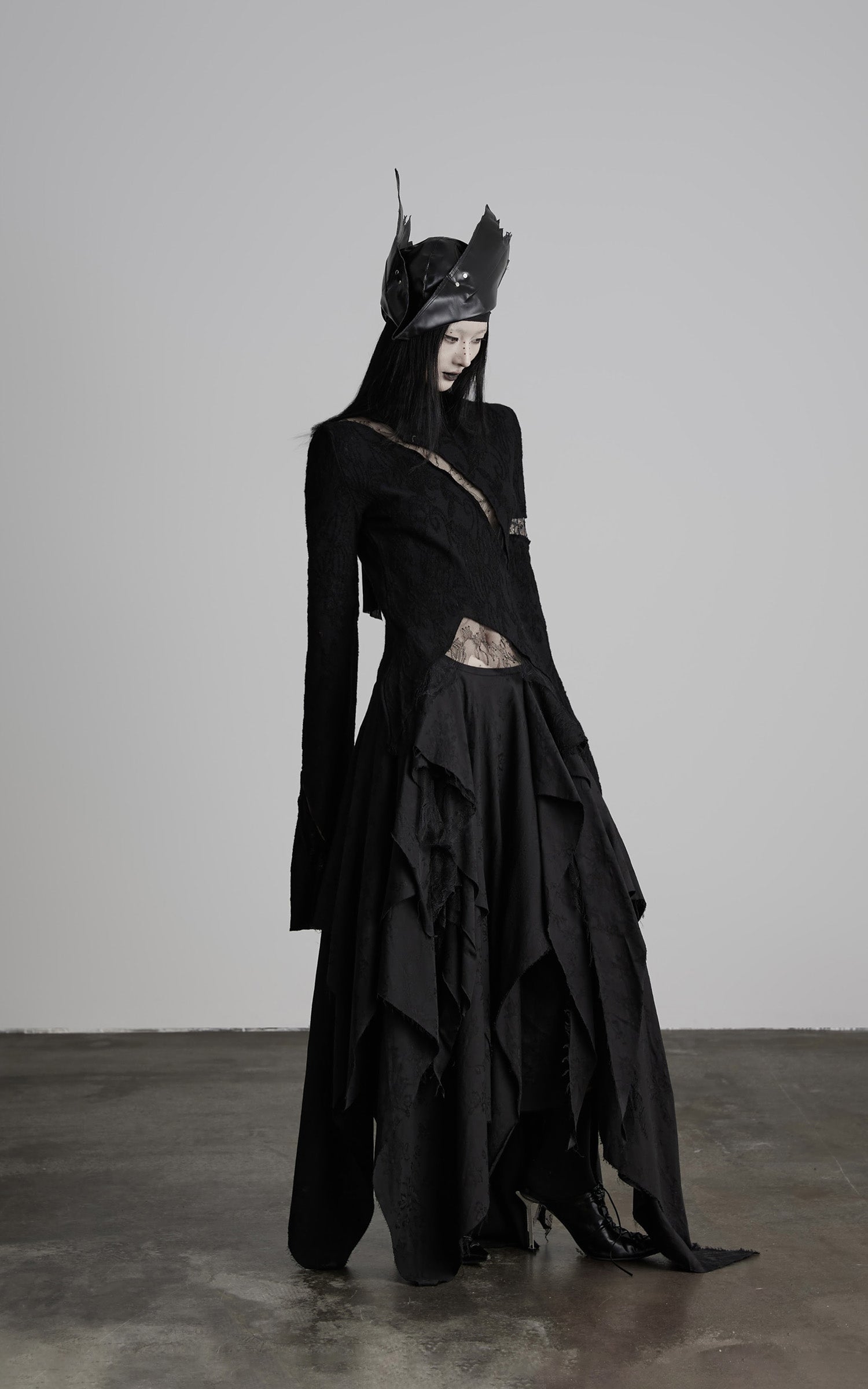 DOINDULGE Layered Asymmetric Jacquard Skirt