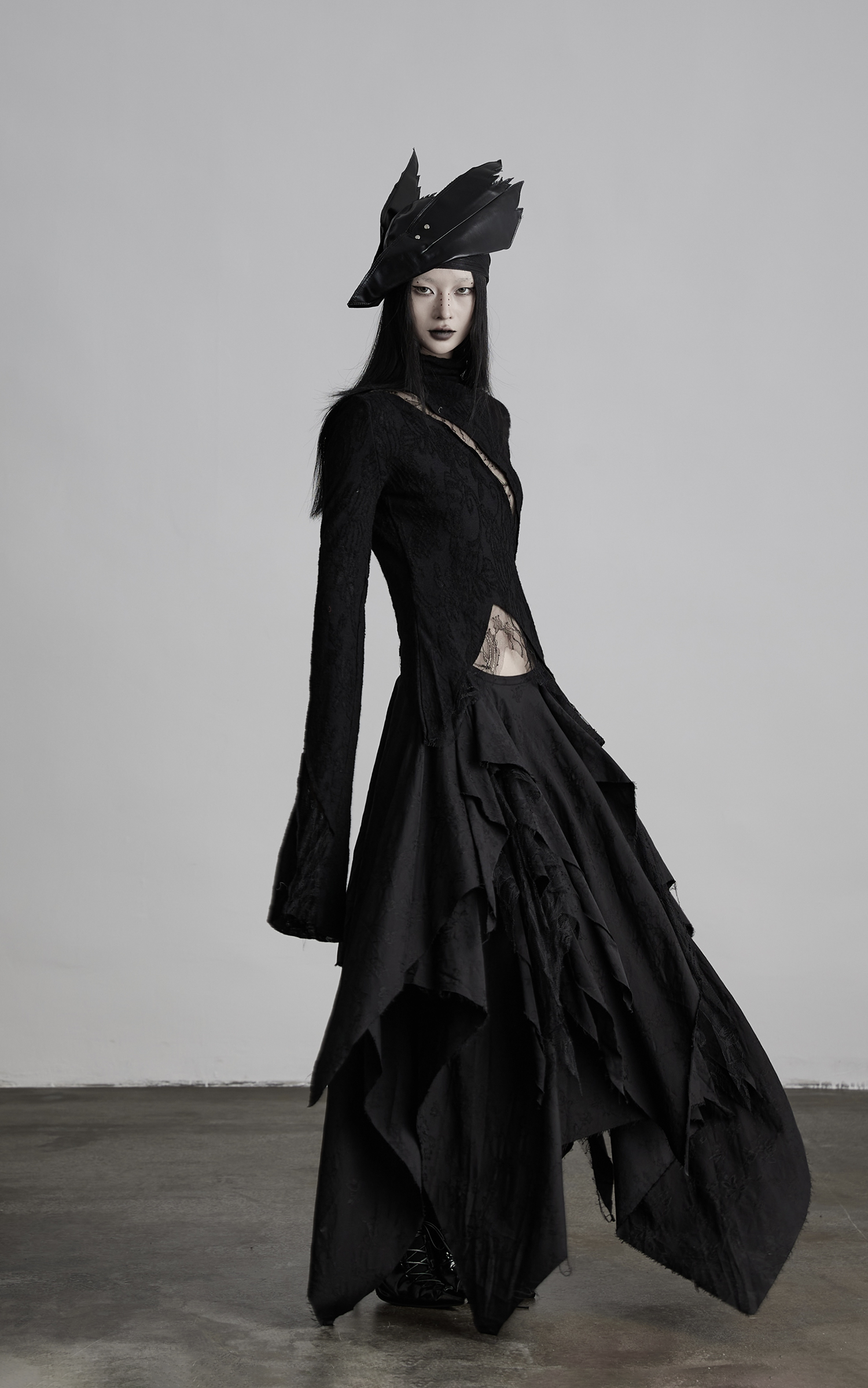 DOINDULGE Layered Asymmetric Jacquard Skirt