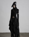 DOINDULGE Layered Asymmetric Jacquard Skirt