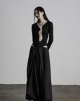 DOINDULGE Draped Asymmetric Maxi Skirt
