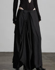 DOINDULGE Draped Asymmetric Maxi Skirt