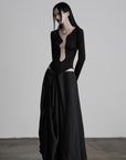 DOINDULGE Draped Asymmetric Maxi Skirt