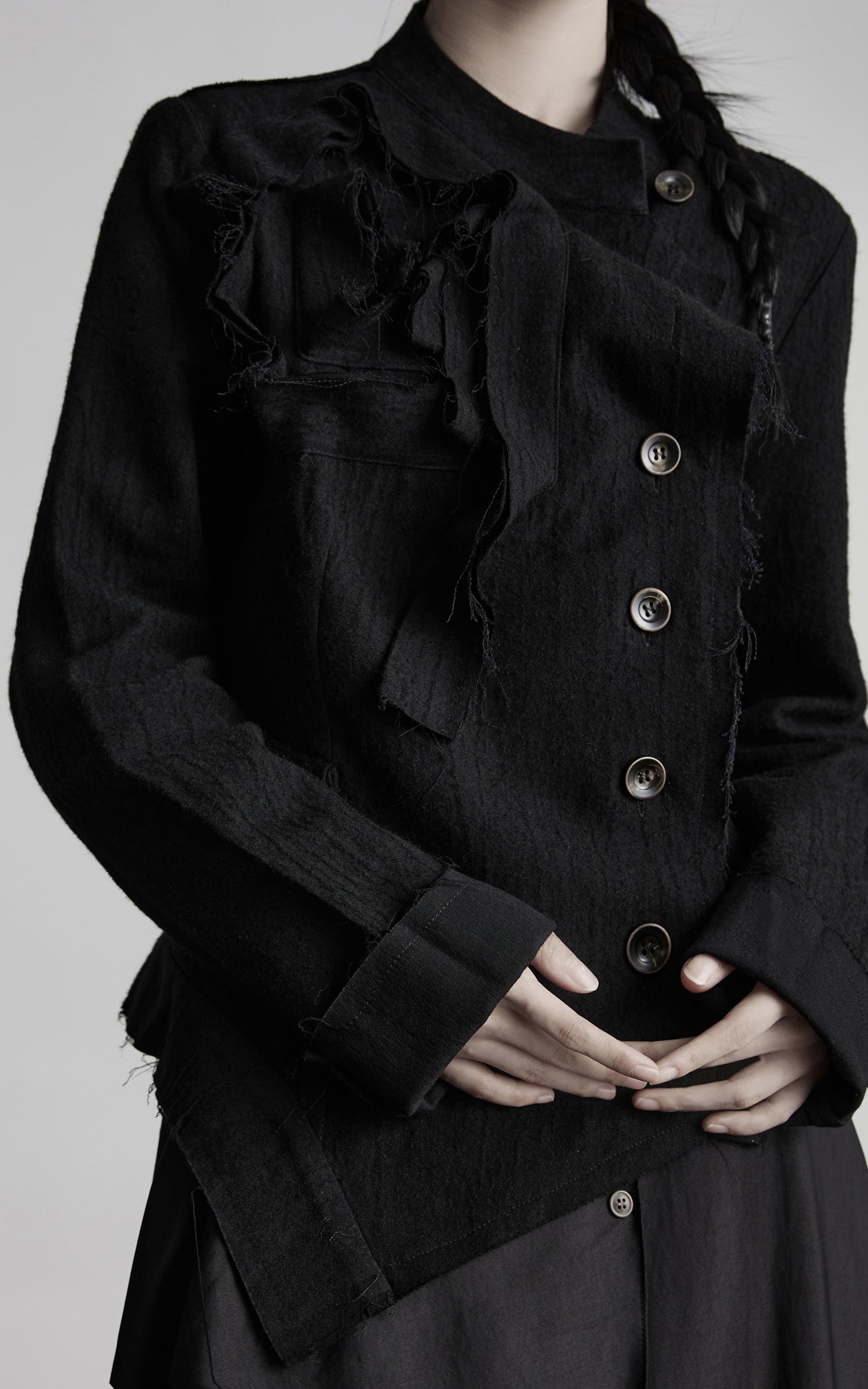 DOINDULGE Deconstructed Frayed Wool Top